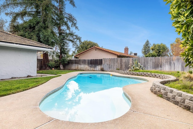 view of pool featuring a fenced backyard and a fenced in pool