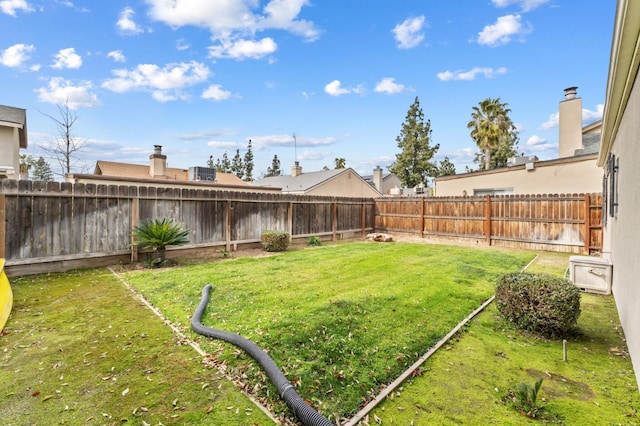 view of yard featuring a fenced backyard