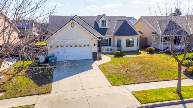 15877 W C St, Kerman, CA 93630 - view of front of house featuring driveway, a garage, roof with shingles, and a front lawn