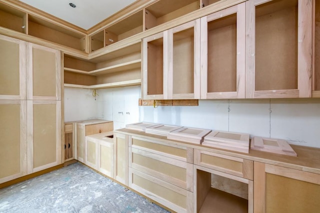 kitchen with open shelves