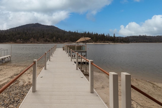 39118 Lake Dr, Bass Lake, CA 93604 - dock area featuring a forest view and a water and mountain view