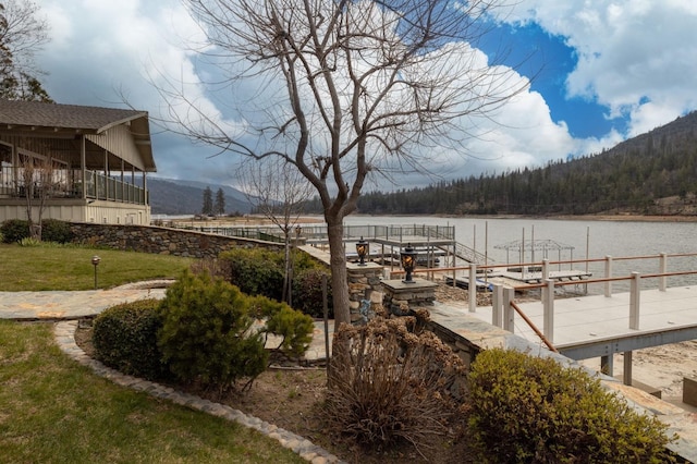 39118 Lake Dr, Bass Lake, CA 93604 - dock with a water and mountain view and a wooded view
