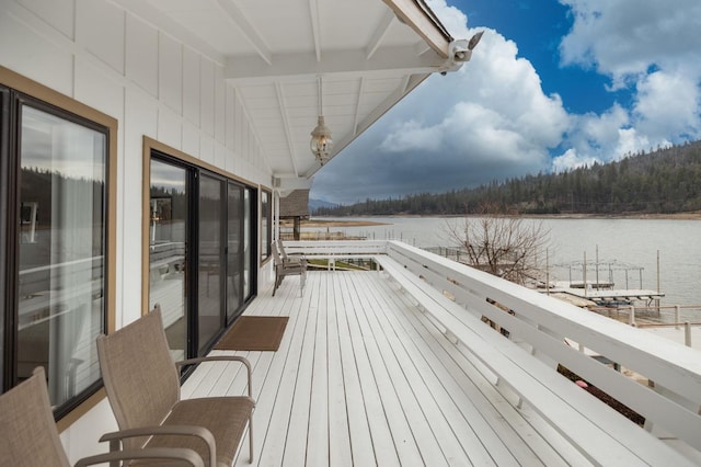 39118 Lake Dr, Bass Lake, CA 93604 - wooden terrace with a water view
