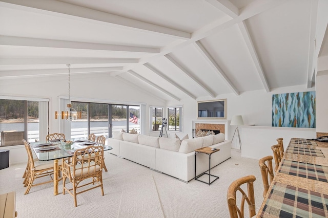 39118 Lake Dr, Bass Lake, CA 93604 - carpeted living room with healthy amount of natural light and a fireplace