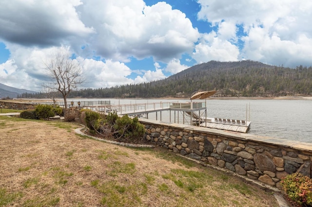 39118 Lake Dr, Bass Lake, CA 93604 - dock area with a water and mountain view and a forest view