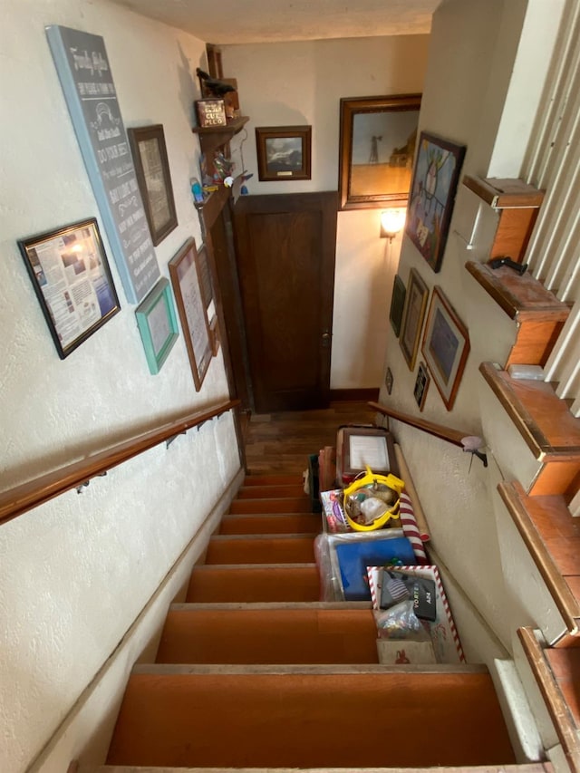 staircase featuring wood finished floors