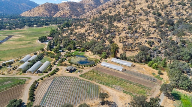 aerial view with a rural view and a mountain view