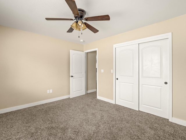 40023 Woodsong Way, Oakhurst, CA 93644 - unfurnished bedroom with carpet floors, ceiling fan, baseboards, and a closet