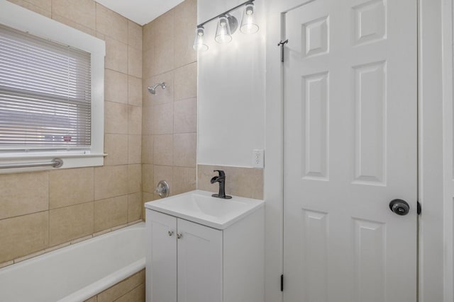 full bath featuring shower / tub combination and vanity