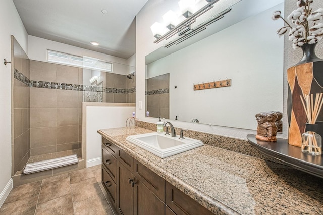 bathroom with vanity and walk in shower