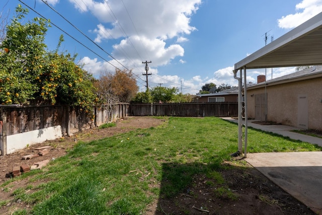 view of yard featuring a fenced backyard