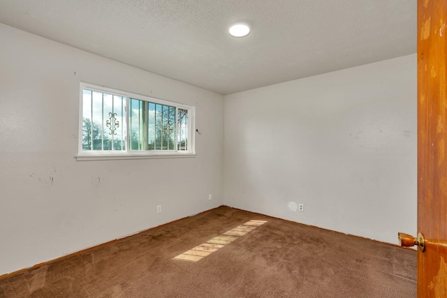 unfurnished room featuring a textured ceiling and carpet