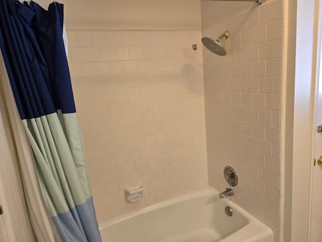 full bathroom featuring shower / bath combination with curtain