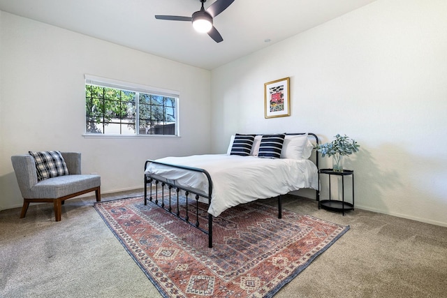 8153 N Cedar Ave Unit 106, Fresno, CA 93720 - bedroom with carpet flooring, a ceiling fan, and baseboards