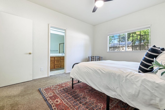 8153 N Cedar Ave Unit 106, Fresno, CA 93720 - carpeted bedroom with ensuite bath and a ceiling fan