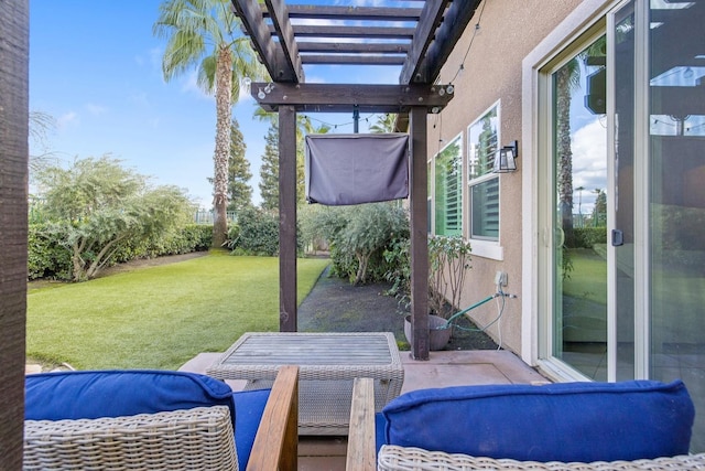 view of patio / terrace featuring a pergola