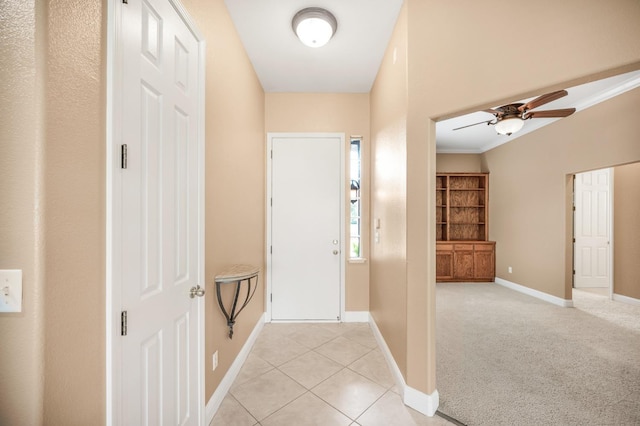 2565 Powers Ave, Clovis, CA 93619 - entrance foyer with crown molding, baseboards, a ceiling fan, and light tile patterned flooring