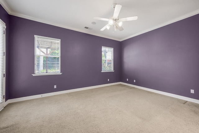 2565 Powers Ave, Clovis, CA 93619 - carpeted spare room with crown molding, ceiling fan, and baseboards