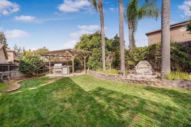 2565 Powers Ave, Clovis, CA 93619 - view of yard with a patio, a pergola, and a fenced backyard