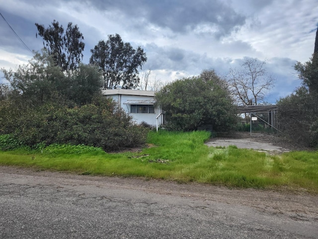 view of yard with a carport and driveway