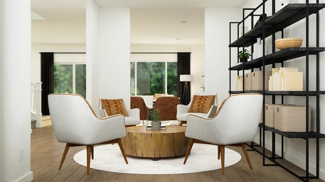 living area featuring hardwood / wood-style floors