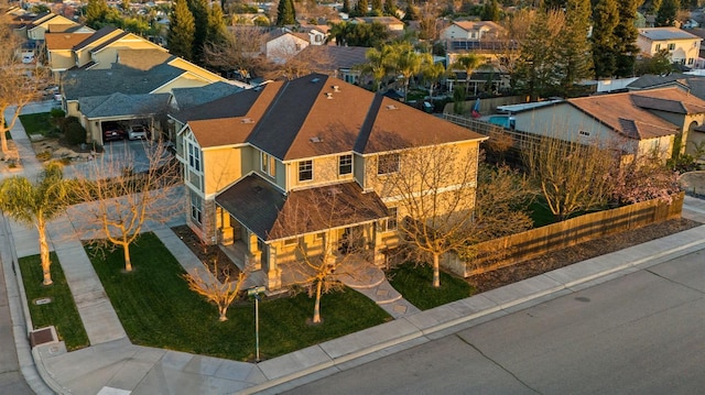 drone / aerial view with a residential view