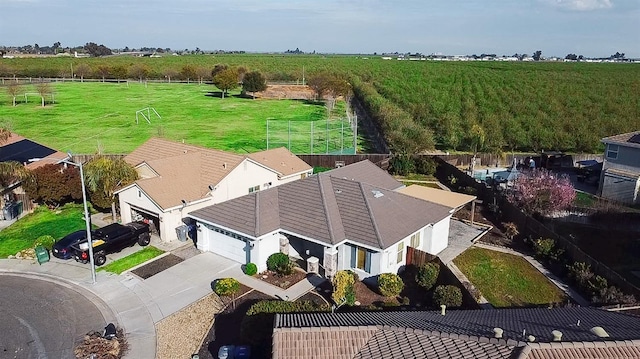 aerial view with a rural view