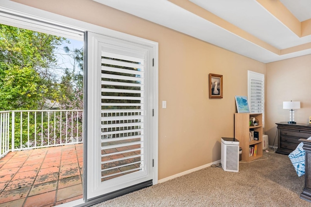 bedroom with baseboards and carpet floors