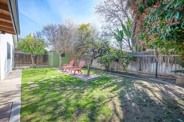 view of yard with a patio area and a fenced backyard