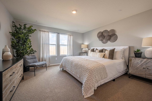 bedroom featuring baseboards and carpet