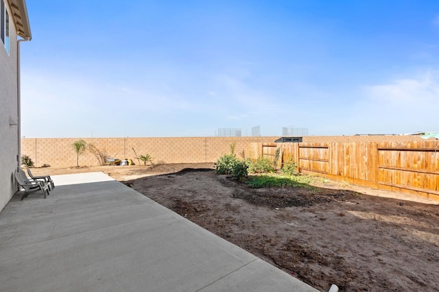 view of yard with a patio and a fenced backyard