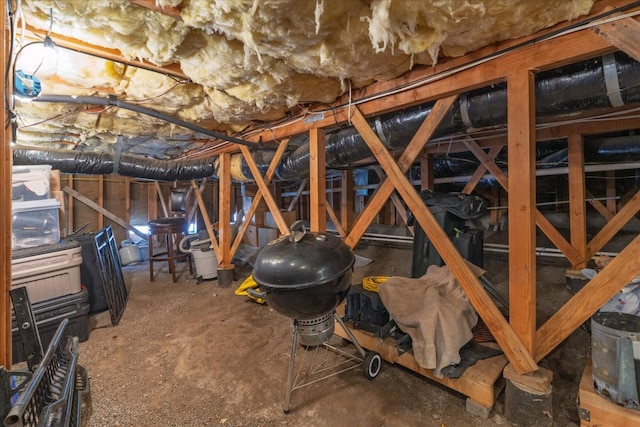 view of unfinished attic