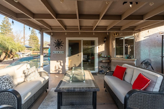 view of patio featuring an outdoor living space