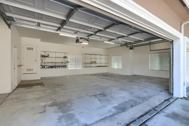 garage with a garage door opener