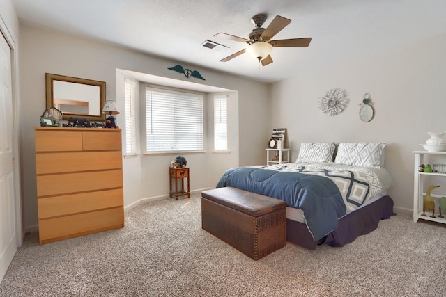 29878 Deer Trail Ln, Coarsegold, CA 93614 - carpeted bedroom with visible vents, ceiling fan, and baseboards