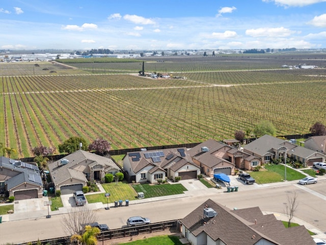 bird's eye view with a rural view and a residential view