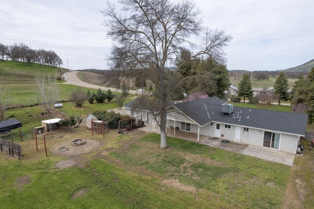 aerial view with a rural view