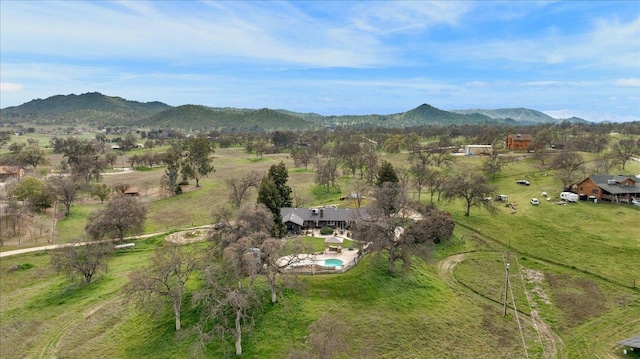 bird's eye view with a rural view and a mountain view