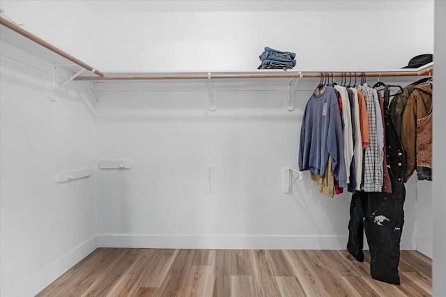 spacious closet with light wood-style flooring