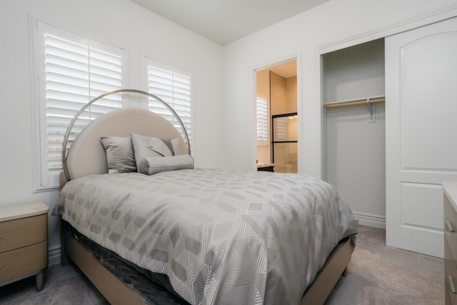 bedroom with a closet and carpet floors