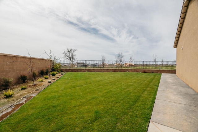 view of yard featuring a fenced backyard