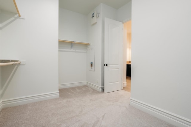 walk in closet with carpet