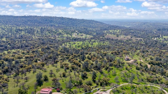 aerial view featuring a forest view