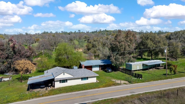 bird's eye view featuring a view of trees