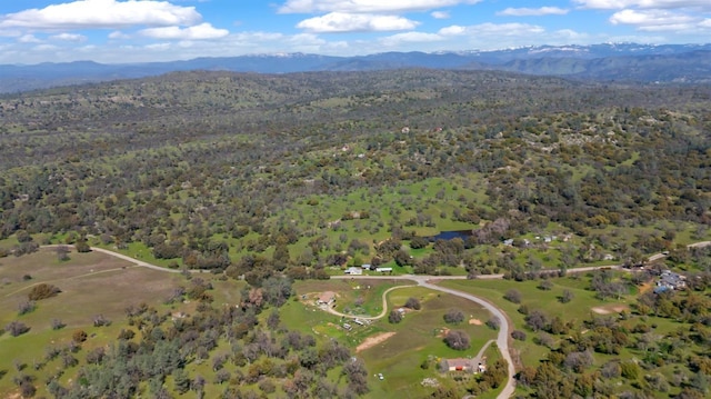 bird's eye view with a mountain view and a forest view