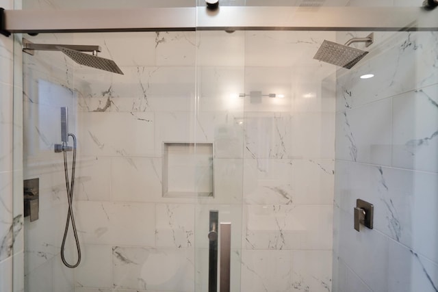 bathroom with a stall shower