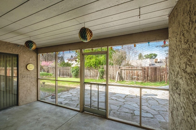 view of unfurnished sunroom