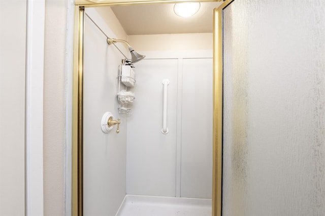 bathroom featuring a shower stall