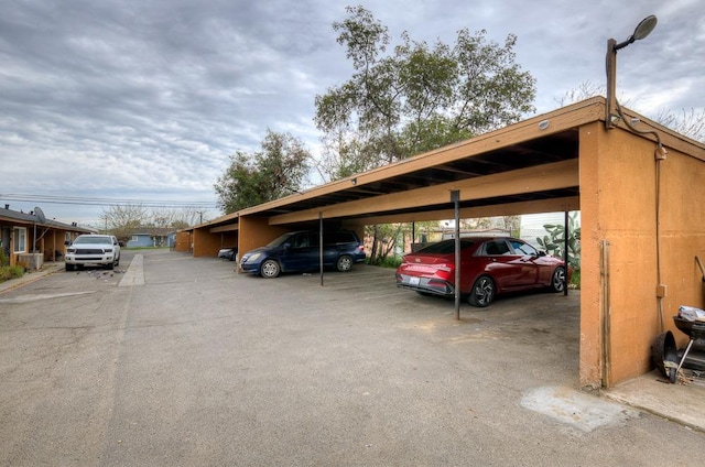 view of covered parking lot