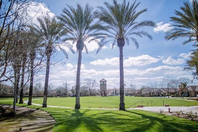 view of community featuring a lawn